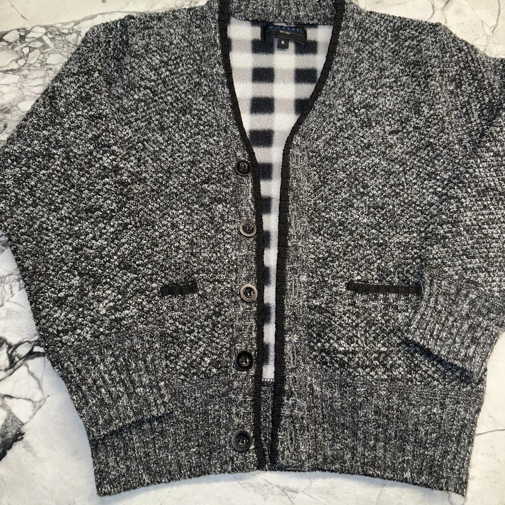 Gioberti Boys Size 5 Fleece Lined Cardigan Black Gray Excellent